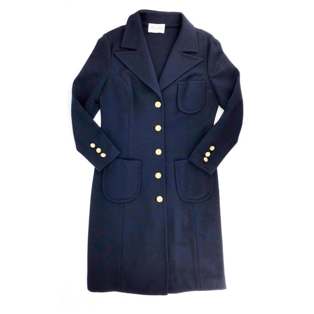 60s navy wool blend knit dress coat Butte Knit 1960s vintage